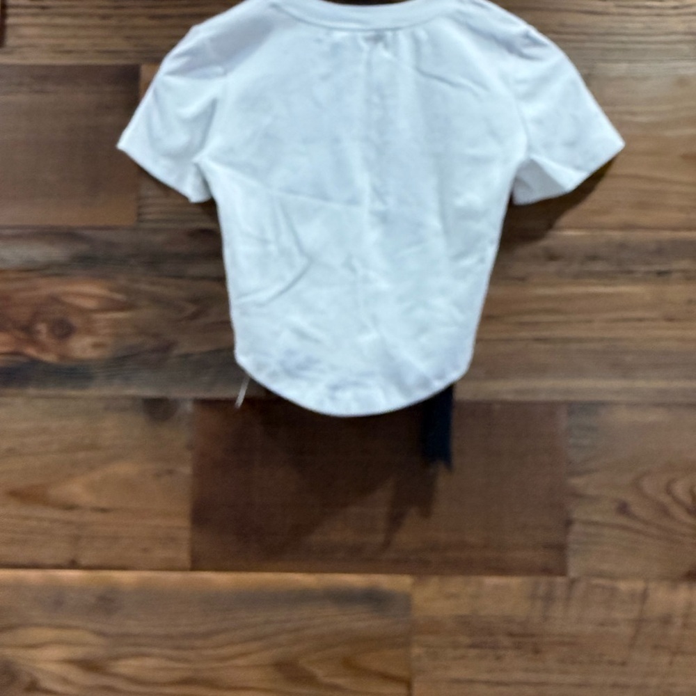Cropped White T-Shirt with Black Ribbon Accents, Madonna & Co - Picture 3 of 5
